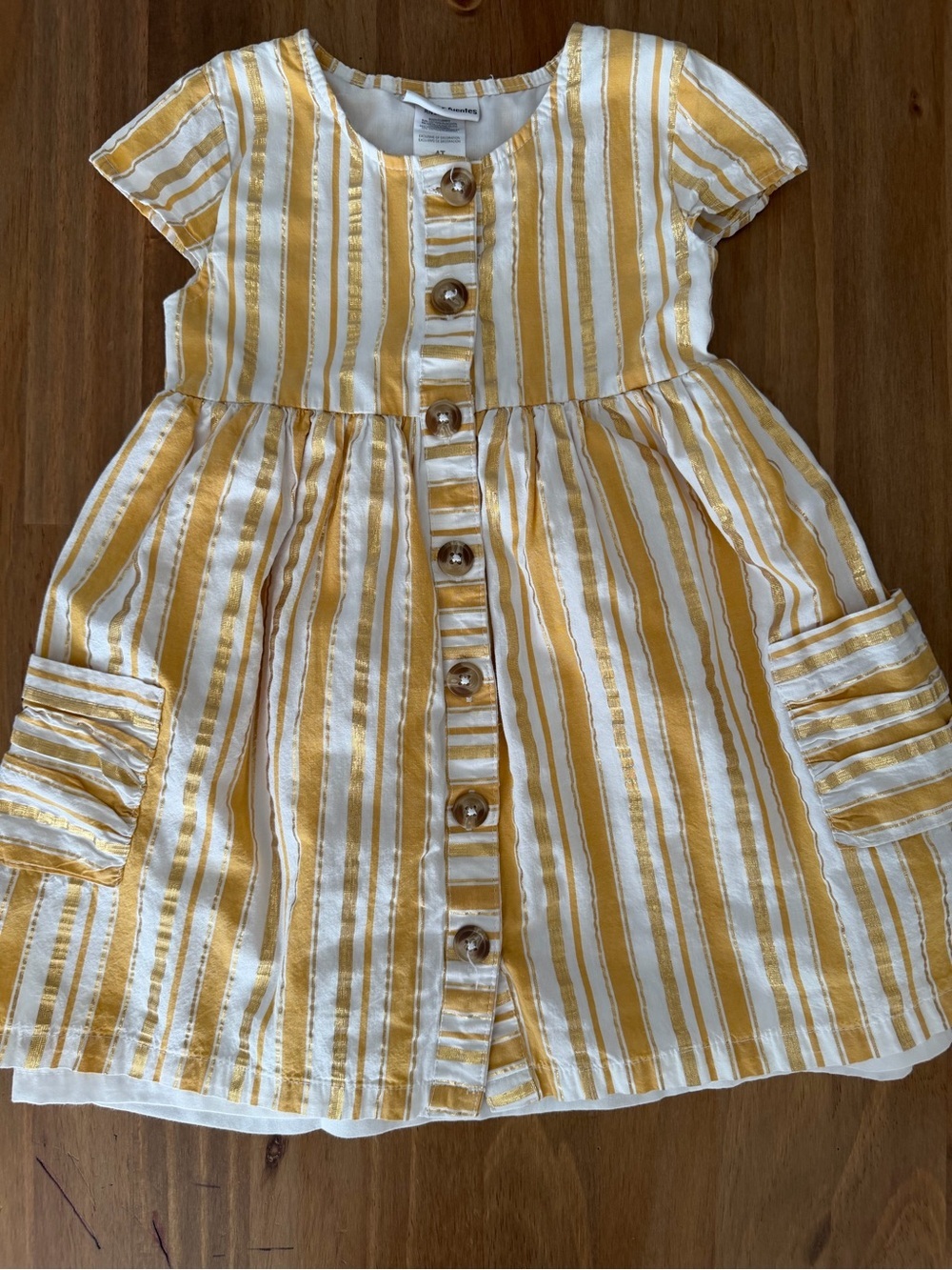 Daisy Fuentes Yellow & White Striped Button-Front Kids Dress Size 4T